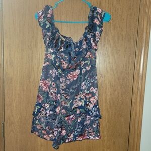 For Love And Lemons Navy Floral Chemise